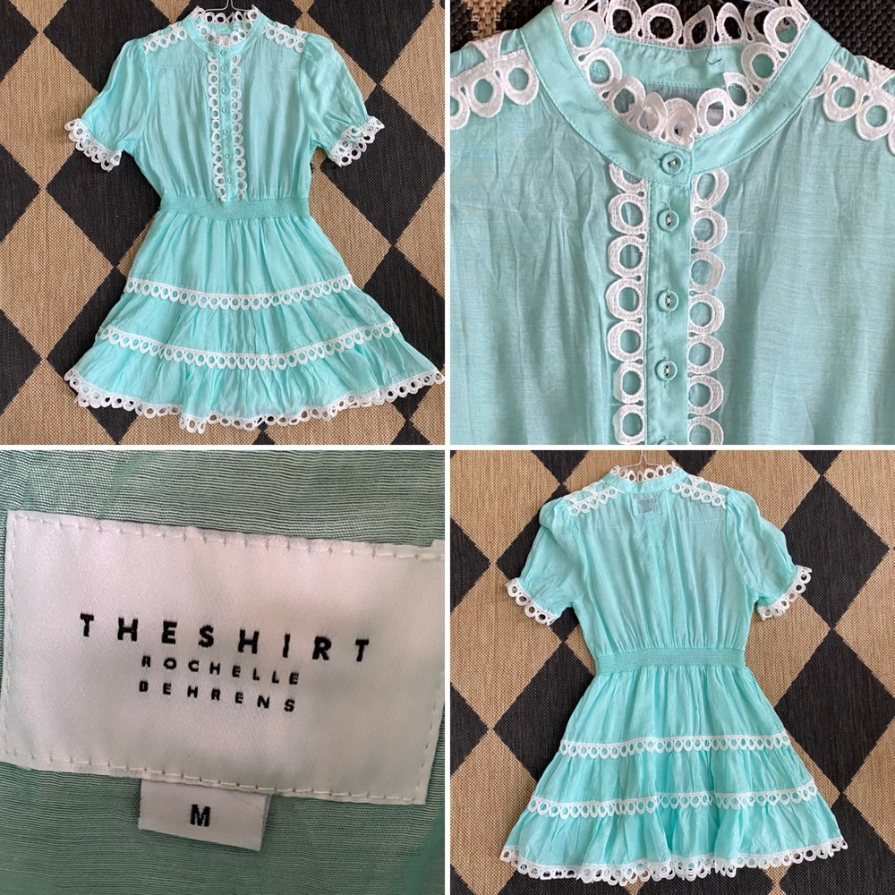Tuckernuck Mint Green Lace-Trim Mini Dress